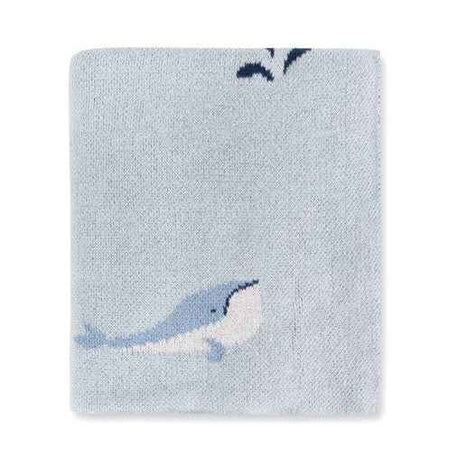 Jacquard Sweater Knit Baby Blanket- Whales