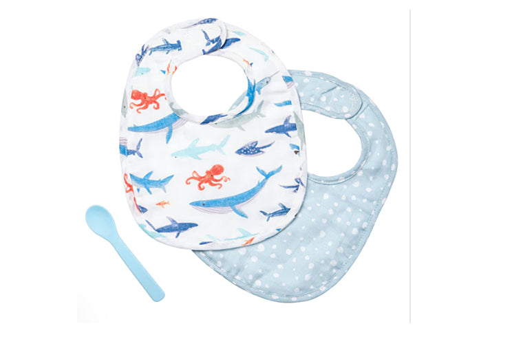 Shark Muslin Bib Set