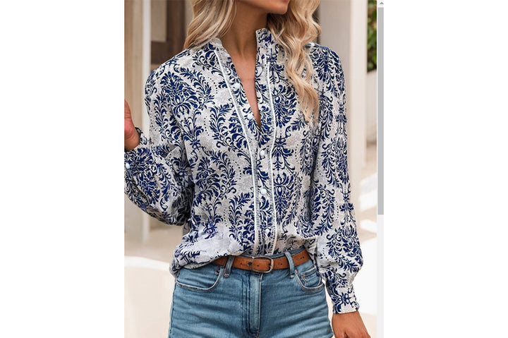 Bohemian Printed Bishop Sleeve Shirt