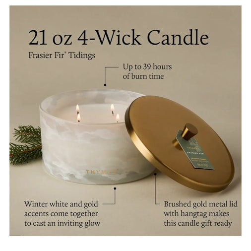Thymes - Frasier Fir Tidings 4-wick Candle