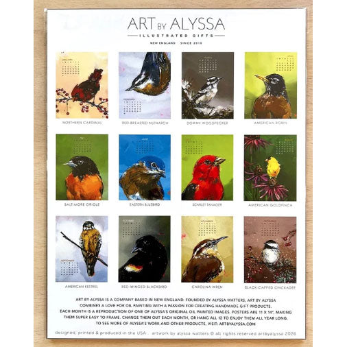 Art by Alyssa - 2027 Bird Poster Calendar