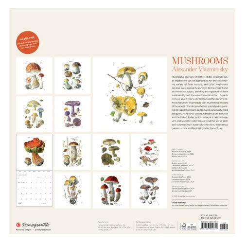 2027 Mushrooms: Alexander Viazmensky Wall Calendar