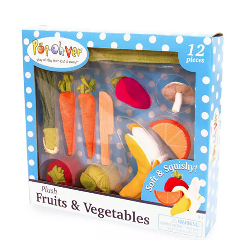 PopOhVer Playsets Pretend Plush Food Fruits & Vegetables Set