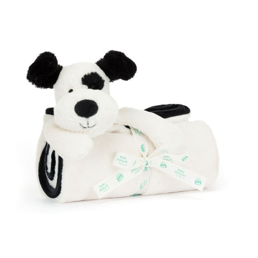 JellyCat - Bashful Black & Cream Puppy Blankie