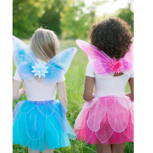 Pink Flutter Skirt Set with Wings & Wand