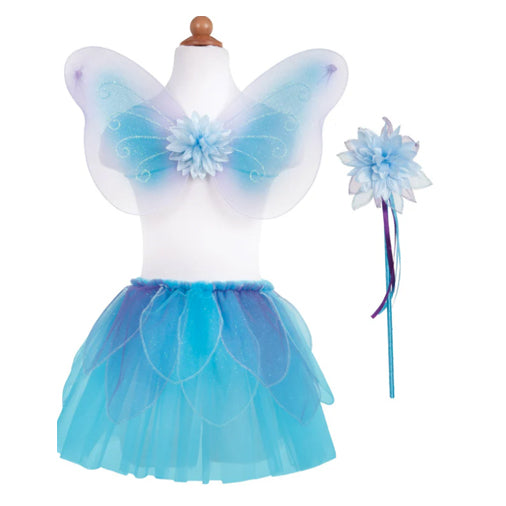 Blue Flutter Skirt Set with Wings & Wand