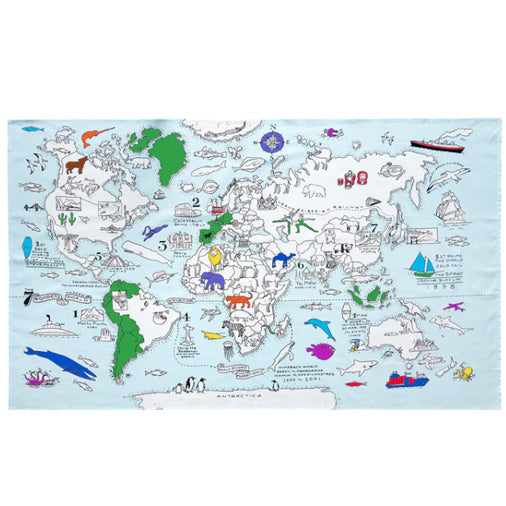 Color and Learn World Map Tablecloth
