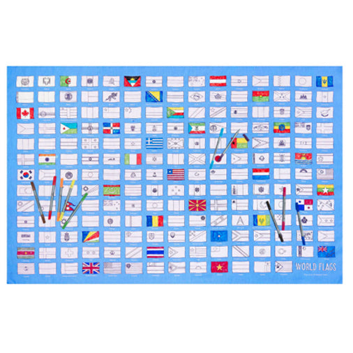 Color and Learn World Flags Tablecloth