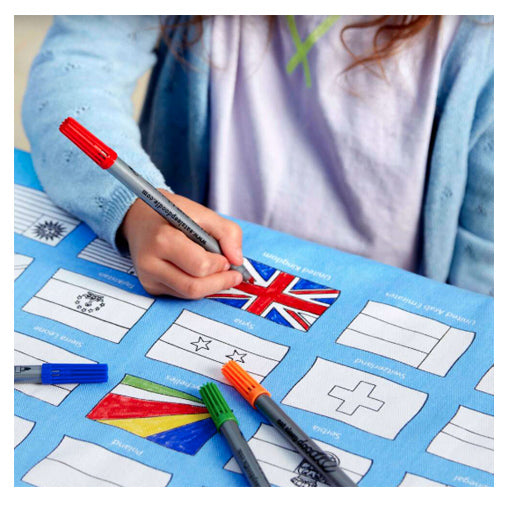 Color and Learn World Flags Tablecloth