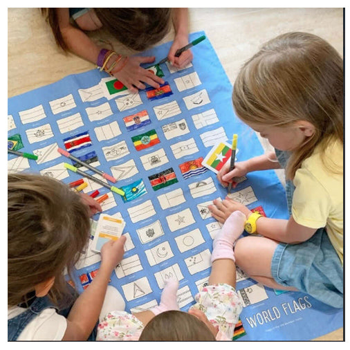 Color and Learn World Flags Tablecloth