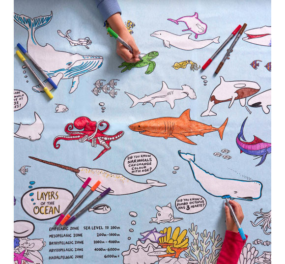 Color and Learn Under the Sea Tablecloth