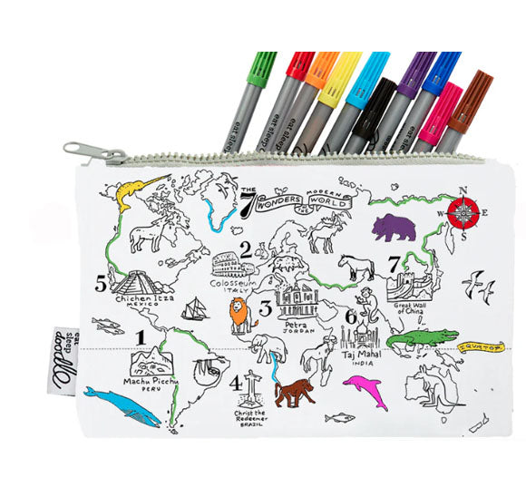 Color and Learn World Map Pencil Case