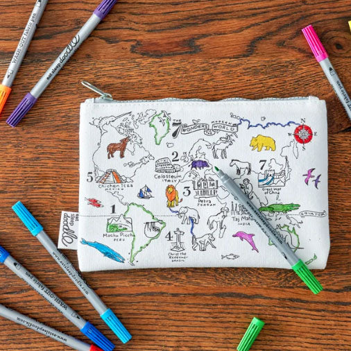 Color and Learn World Map Pencil Case