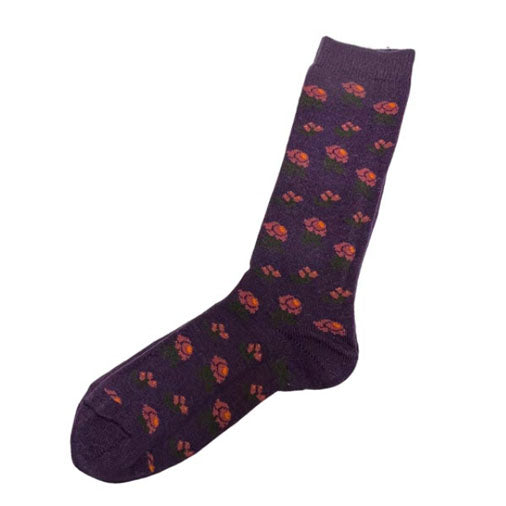 Rosa Floral Purple Alpaca Socks