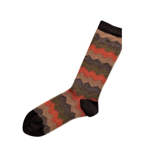 Mountain Stripe Brown Alpaca Socks