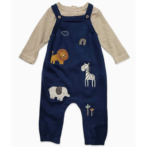 Elephant Zebra Applique Overalls - Viverano Organics