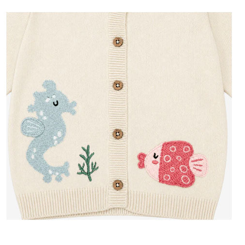 Ocean Friends  Knit Baby Cardigan Sweater