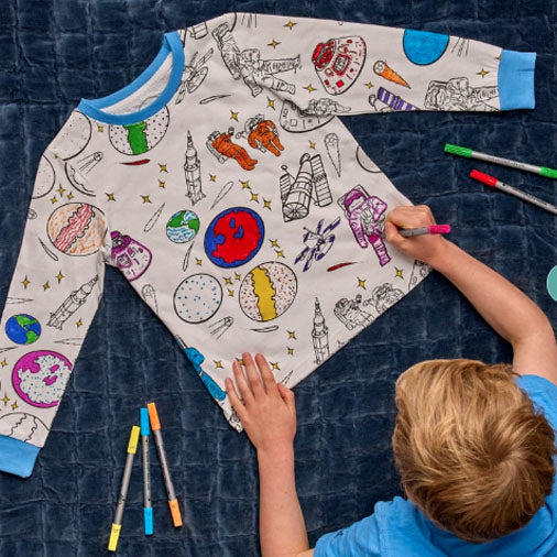 Space Explorer Pajamas – Color-In Kids' PJs