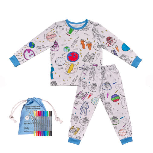 Space Explorer Pajamas – Color-In Kids' PJs