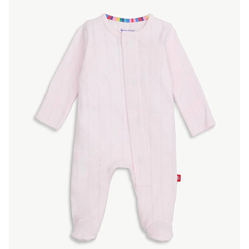 Pink Love Lines Pointelle Footie - Magnificent Baby