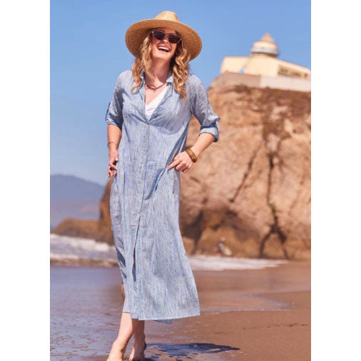 Suri Navy Shirt Dress