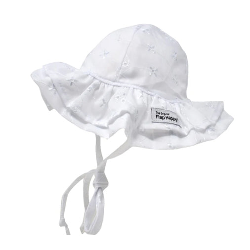 Double Ruffle Hat- White Eyelet (UPF 50+)
