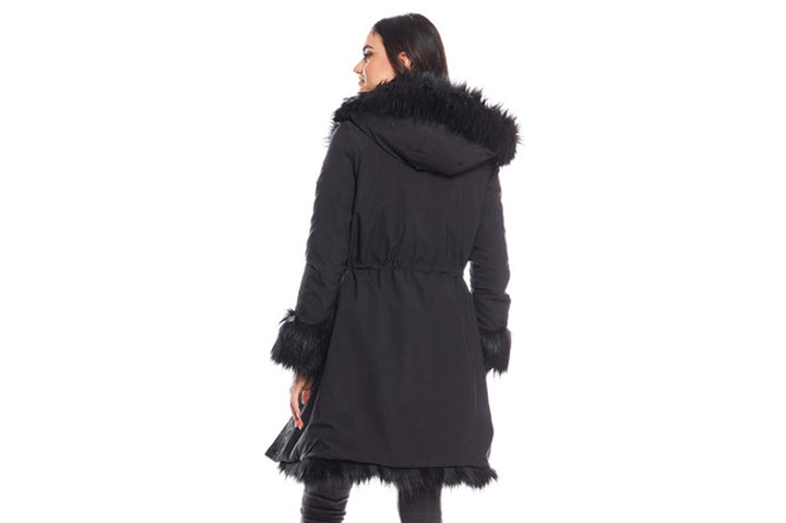 Donna Salyer's Fabulous Furs Storm Coat with Hood- Black Fox