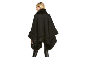 Donna Salyers Fabulous Furs Fox Fur Trim Shawl - Black