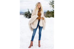 Donna Salyers Fabulous Furs Fox Fur Trim Shawl - Champagne