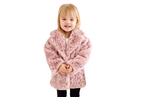 Donna Salyer's Fabulous Furs Kid's Pink Leopard Faux Fur Lulu Coat