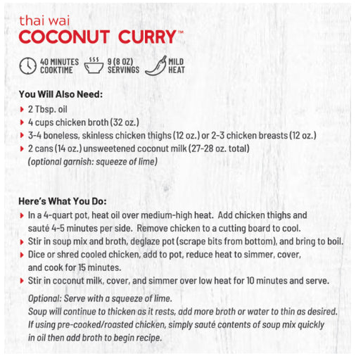 Thai Wai Coconut Curry - Frontier Soups