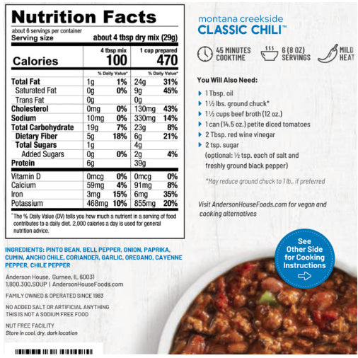 Montana Creekside Classic Chili - Frontier Soups