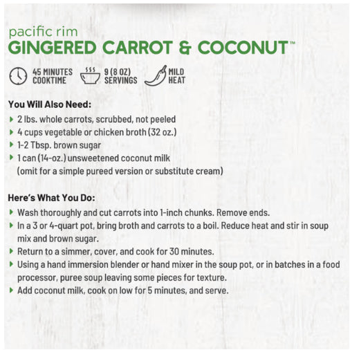 Gingered Carrot & Coconut Soup Mix  - Frontier Soups