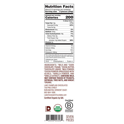 Lake Champlain Organic Stocking Stuffer Squares, 2.8 OZ