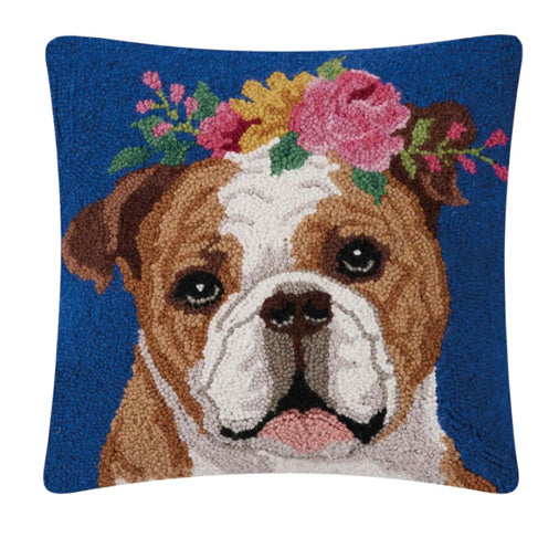 Floral Bulldog Hook Pillow