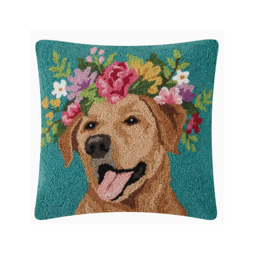 Floral Yellow Lab Hook Pillow