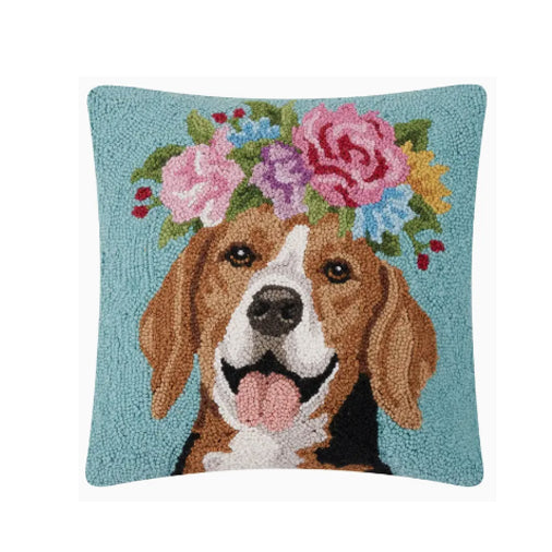 Floral Beagle Hook Pillow