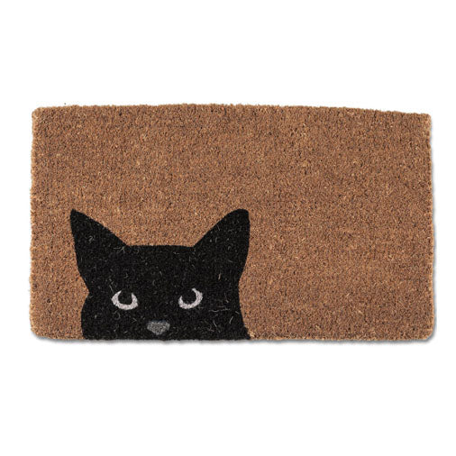Peeking Cat Coir Doormat