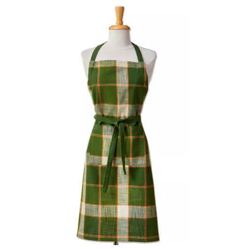 Holiday Plaid Cotton Apron, Green