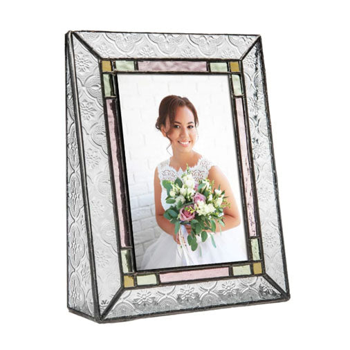 Rose and Sage Stained Glass Picture Frame, J.Devlin 4x6