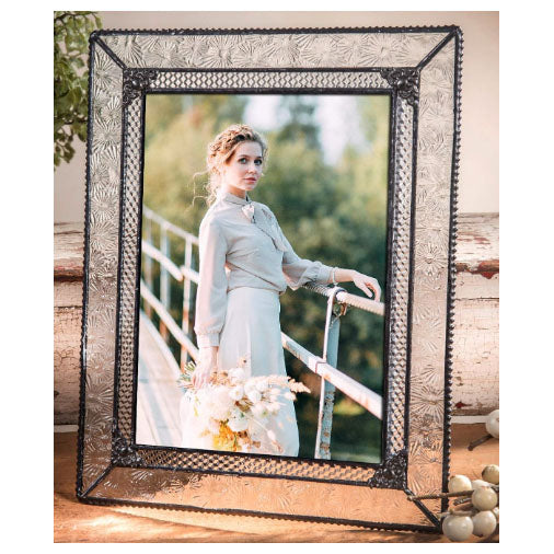 Vintage Filigree Glass Easel Frame, J.Devlin 5X7