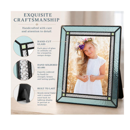 Aquamarine Stained Glass Picture Frame, J. Devlin 5X7