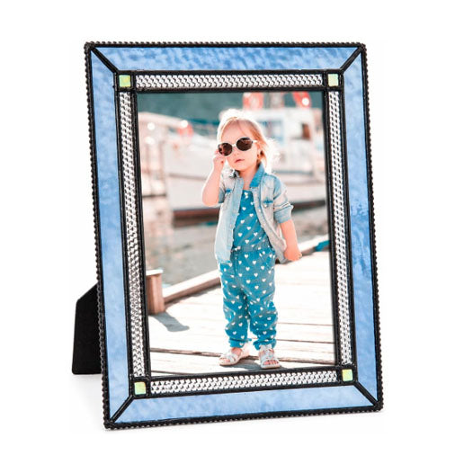 Pale Blue Stained Glass Picture Frame, J. Devlin 5x7