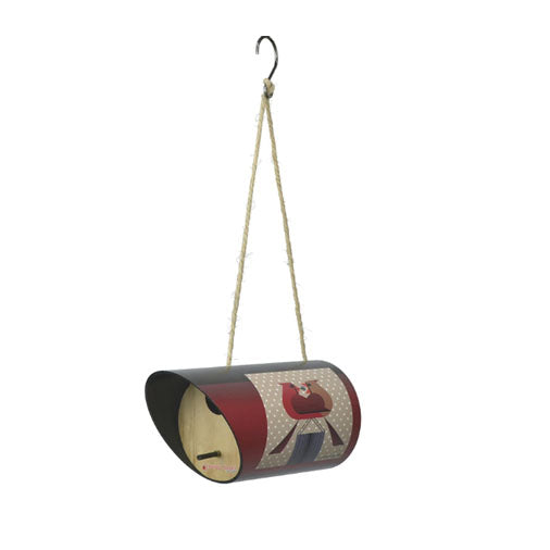 Charley Harper Mid-Century Style Birdhouse, Red Bird Romance