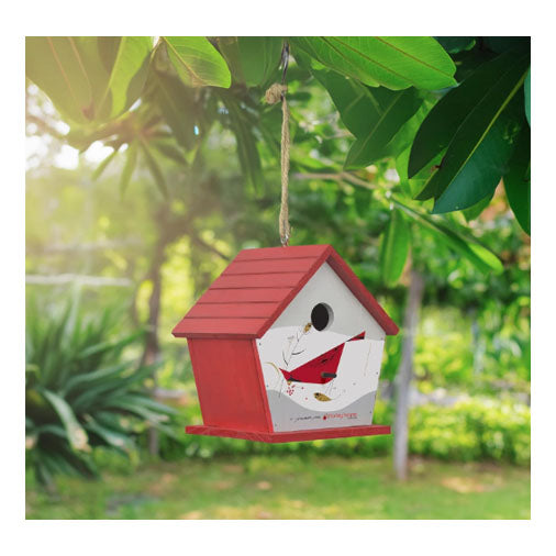 Charley Harper Mid-Century Style Cardinal Birdhouse