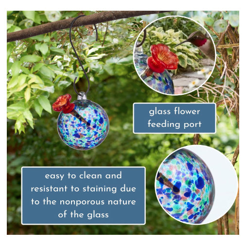 Turquoise Round Hummingbird Feeder