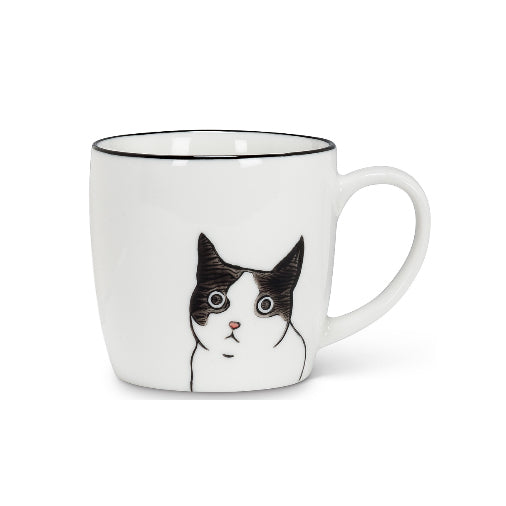 Black & White Peering Cat Mug