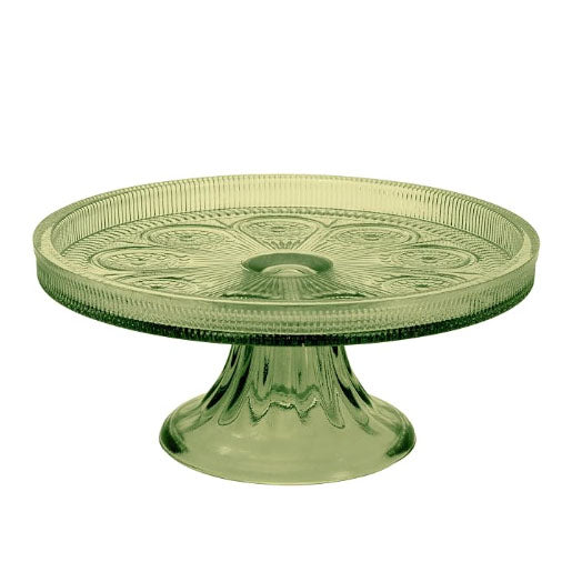 Glass Cake Stand - Olive