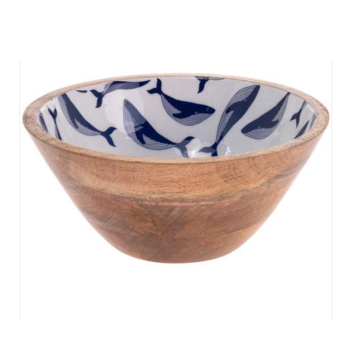Navy Whale Wood Bowl