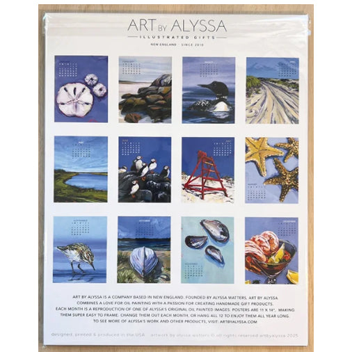Art by Alyssa- 2026 Coastal Poster Calendar 11 x 14